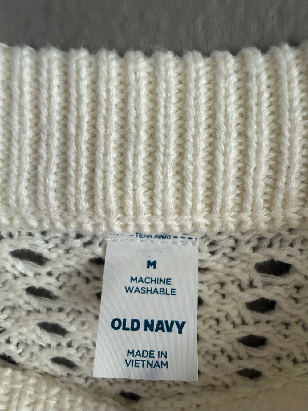 Old Navy Cream Open-Weave Crewneck Sweater - Picture 3 of 4